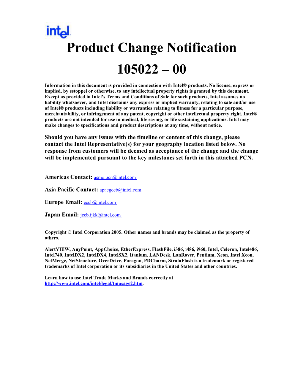 Product Change Notification 105022 – 00