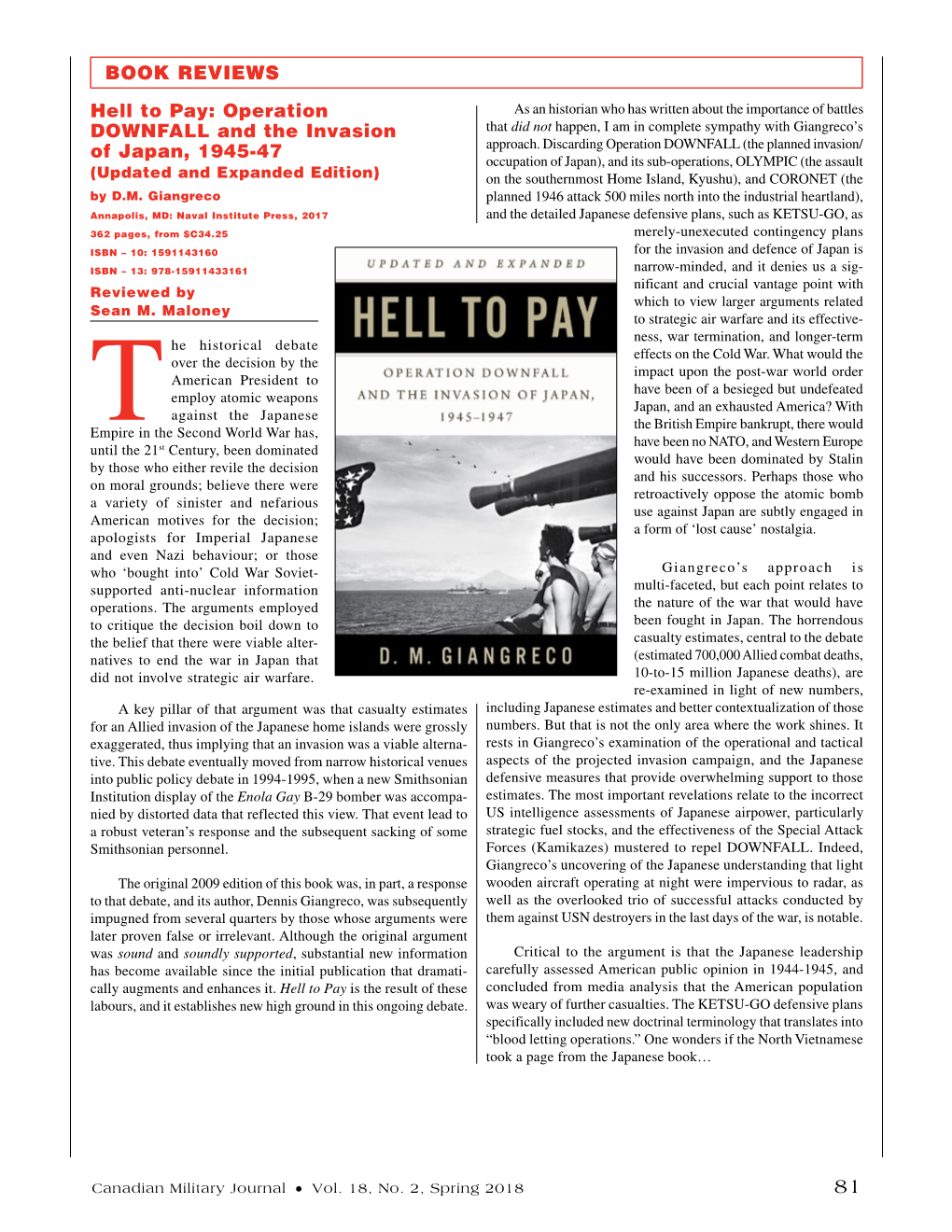 BOOK REVIEWS Hell to Pay: Operation DOWNFALL and the Invasion of Japan, 1945-47