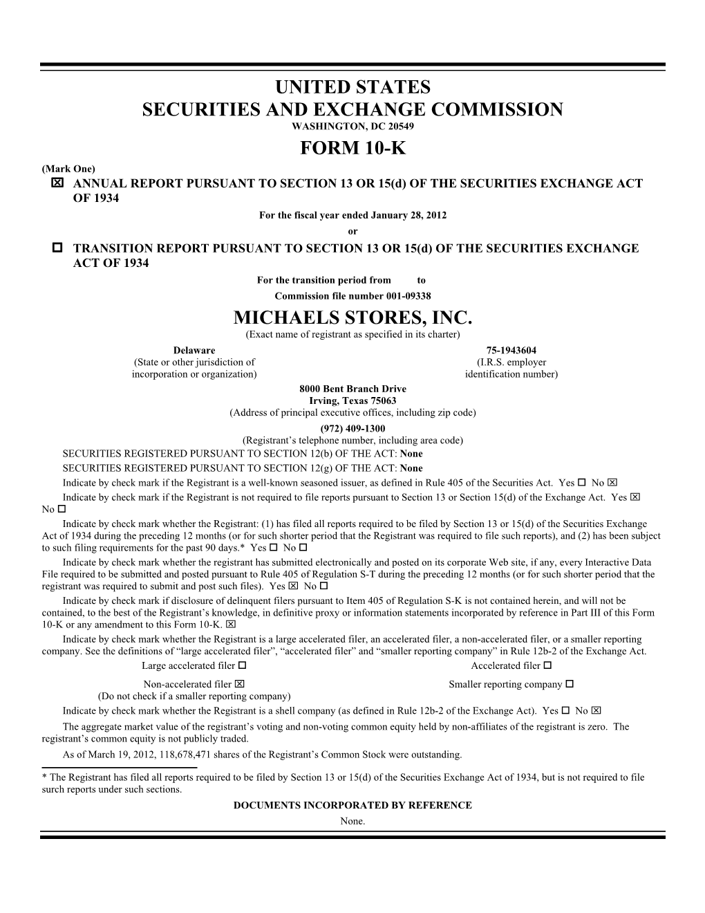 United States Securities and Exchange Commission Form