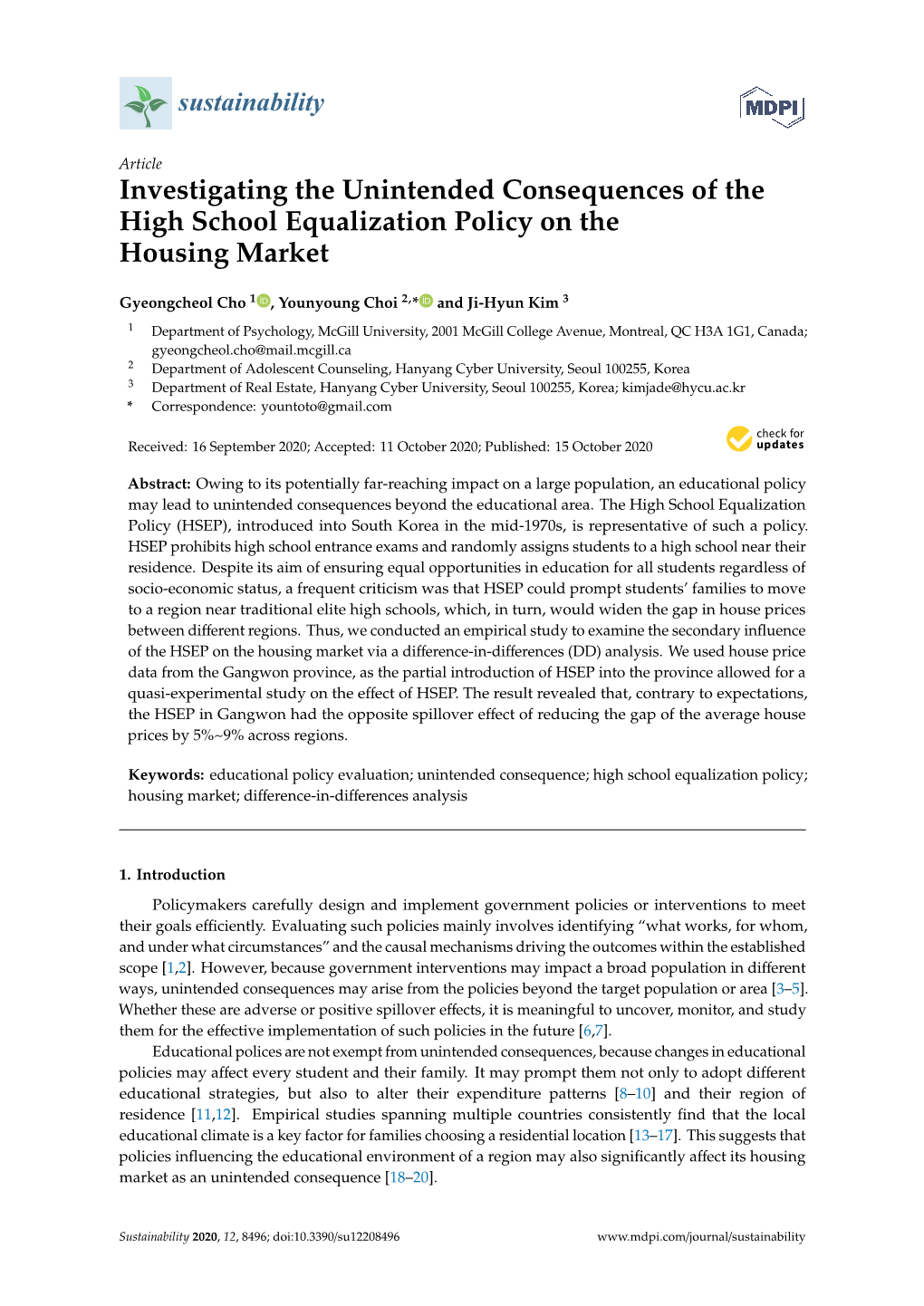 Investigating the Unintended Consequences of the High School Equalization Policy on the Housing Market