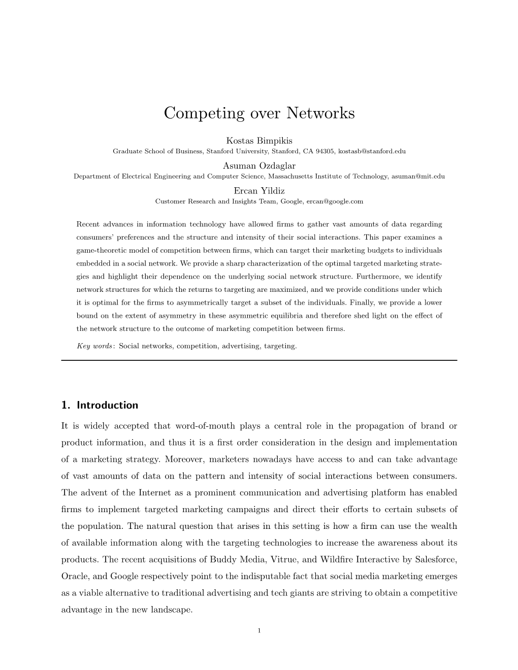 Competing Over Networks