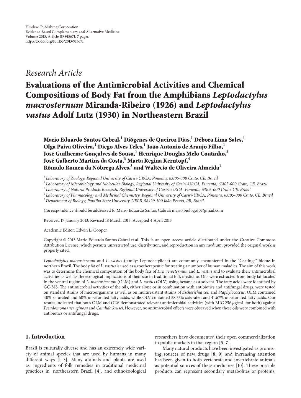 Evaluations of the Antimicrobial Activities and Chemical