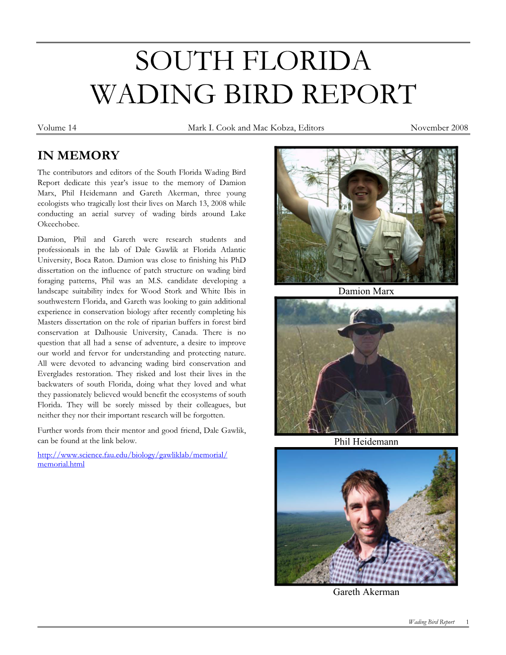 South Florida Wading Bird Report 2008