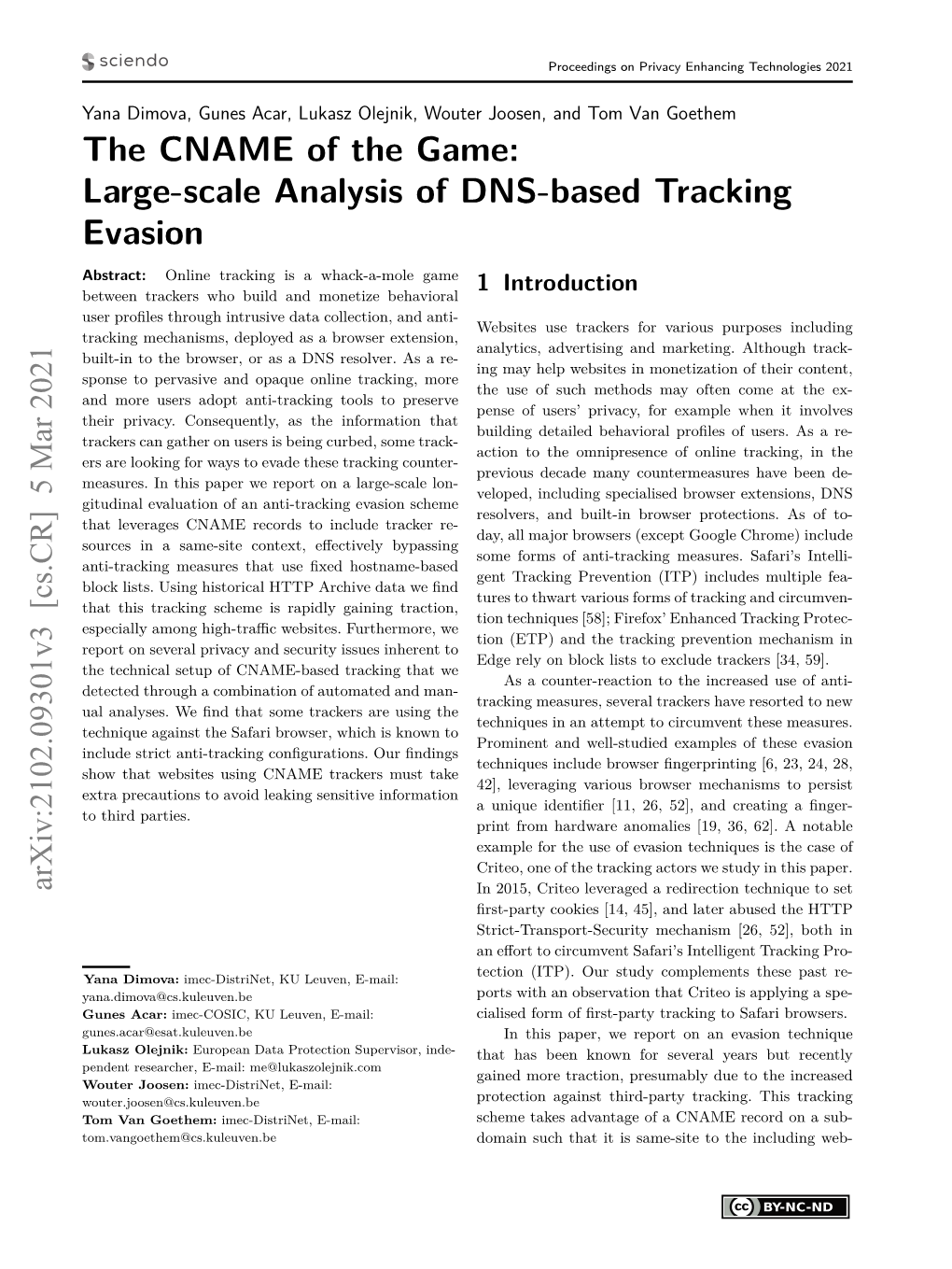 The CNAME of the Game: Large-Scale Analysis of DNS-Based Tracking Evasion