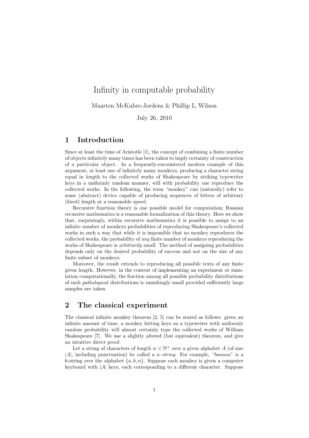 Infinity in Computable Probability