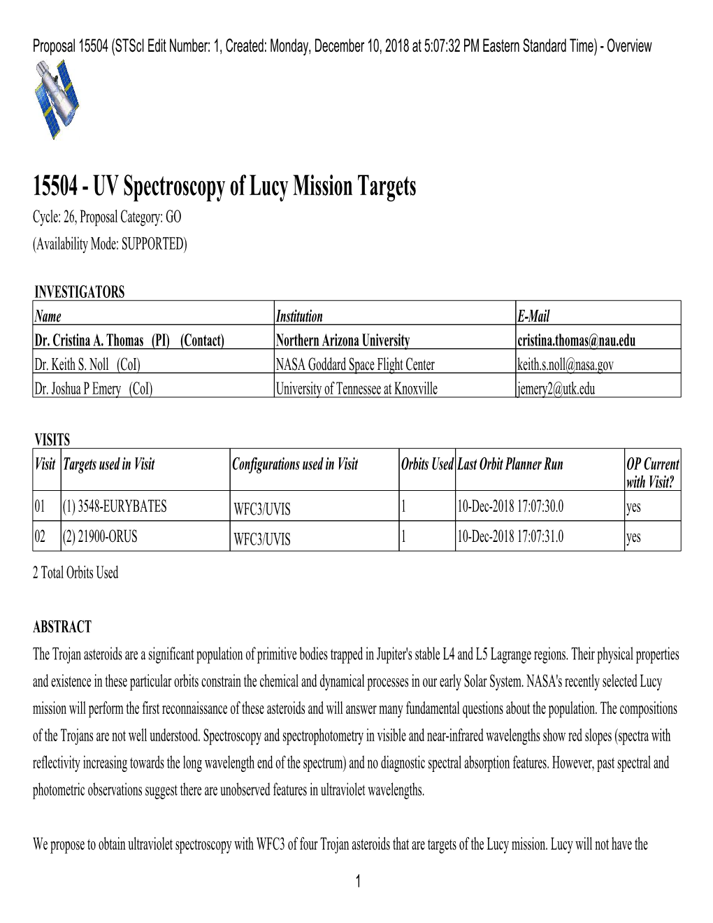 15504 (Stsci Edit Number: 1, Created: Monday, December 10, 2018 at 5:07:32 PM Eastern Standard Time) - Overview