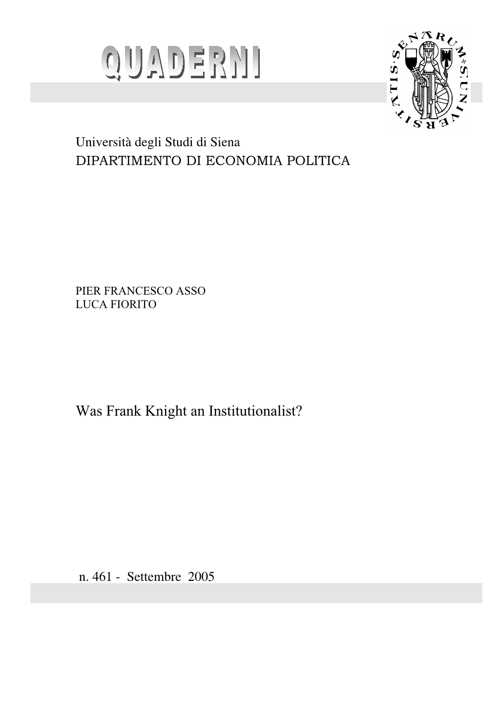 Was Frank Knight an Institutionalist?