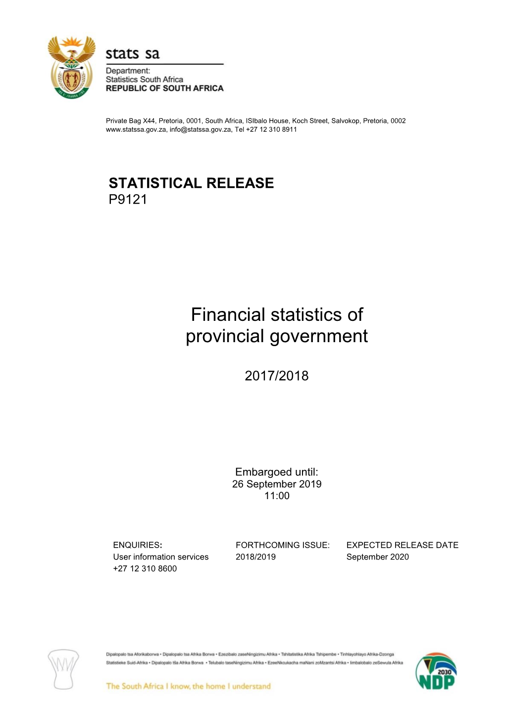 Financial Statistics of Provincial Government