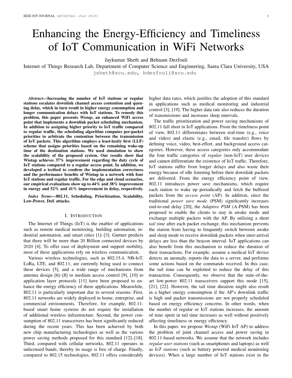 Enhancing the Energy-Efficiency and Timeliness of Iot Communication in Wifi Networks