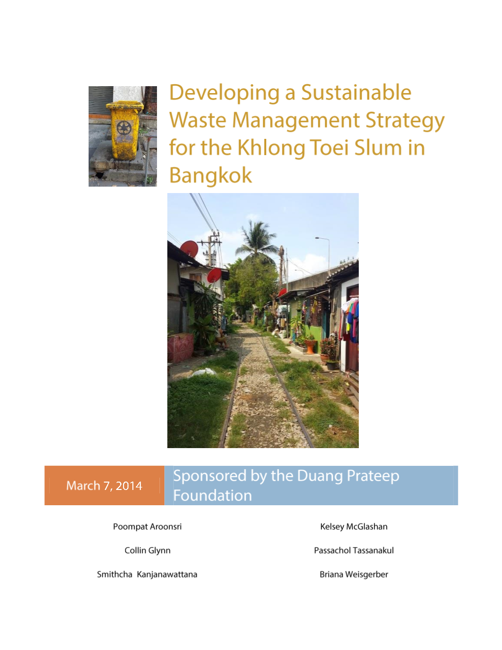 Developing a Sustainable Waste Management Strategy for the Khlong Toei Slum in Bangkok