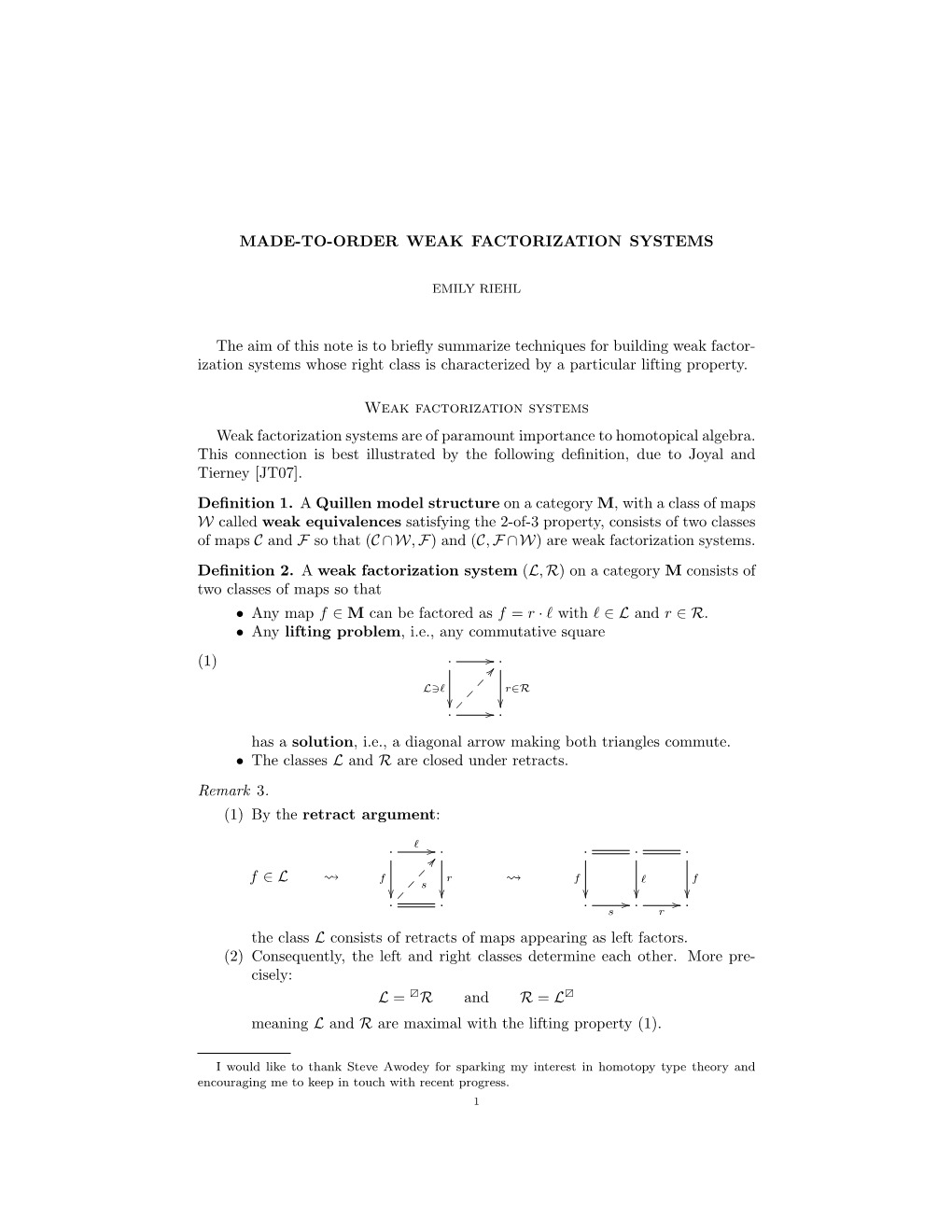 Made-To-Order Weak Factorization Systems