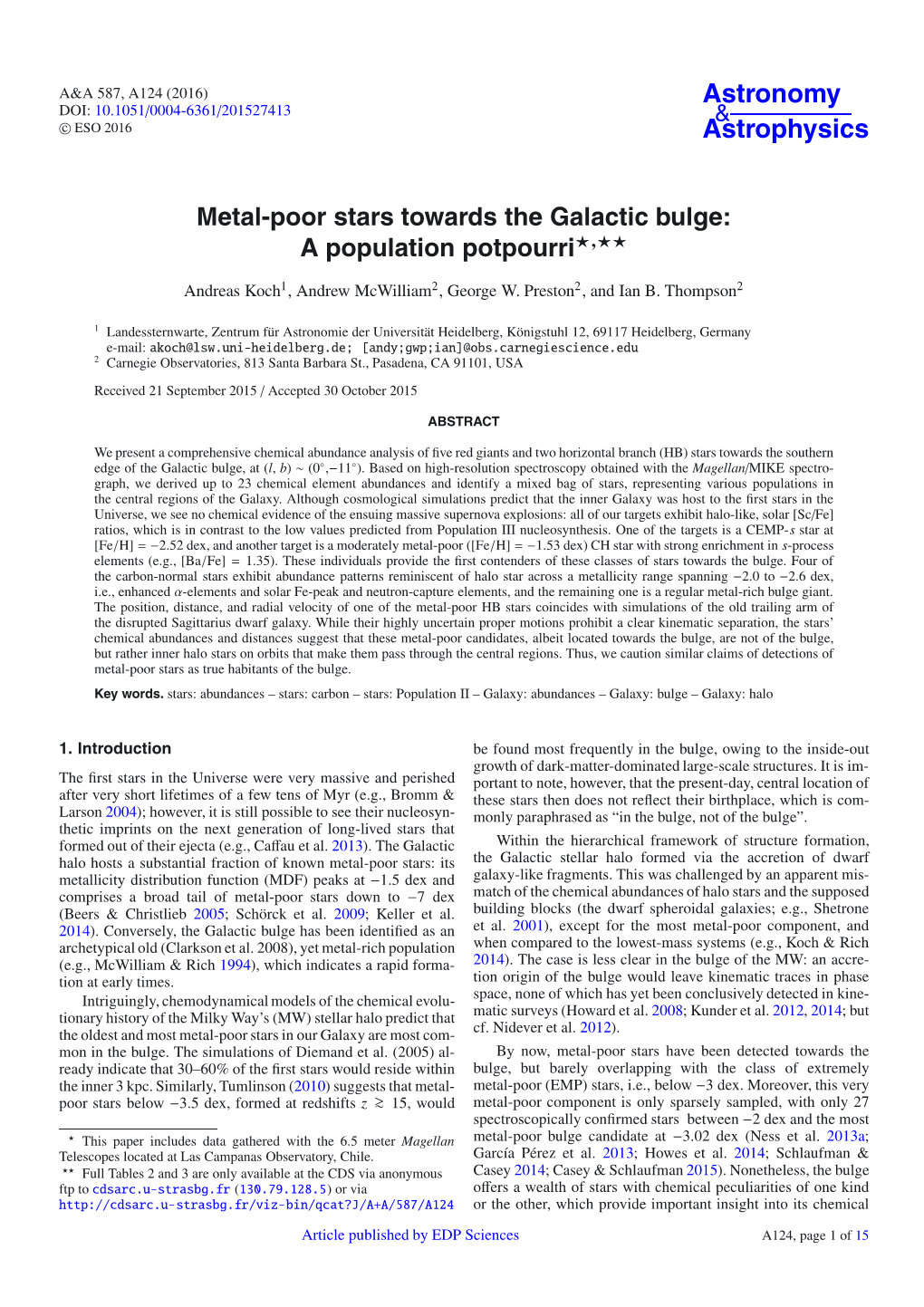 Metal-Poor Stars Towards the Galactic Bulge: a Population Potpourri�,