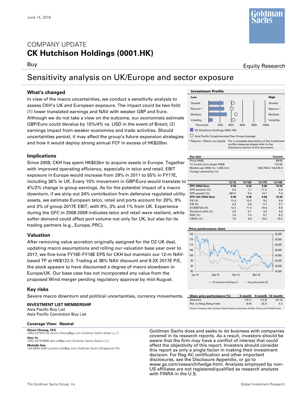 Sensitivity Analysis on UK/Europe and Sector Exposure