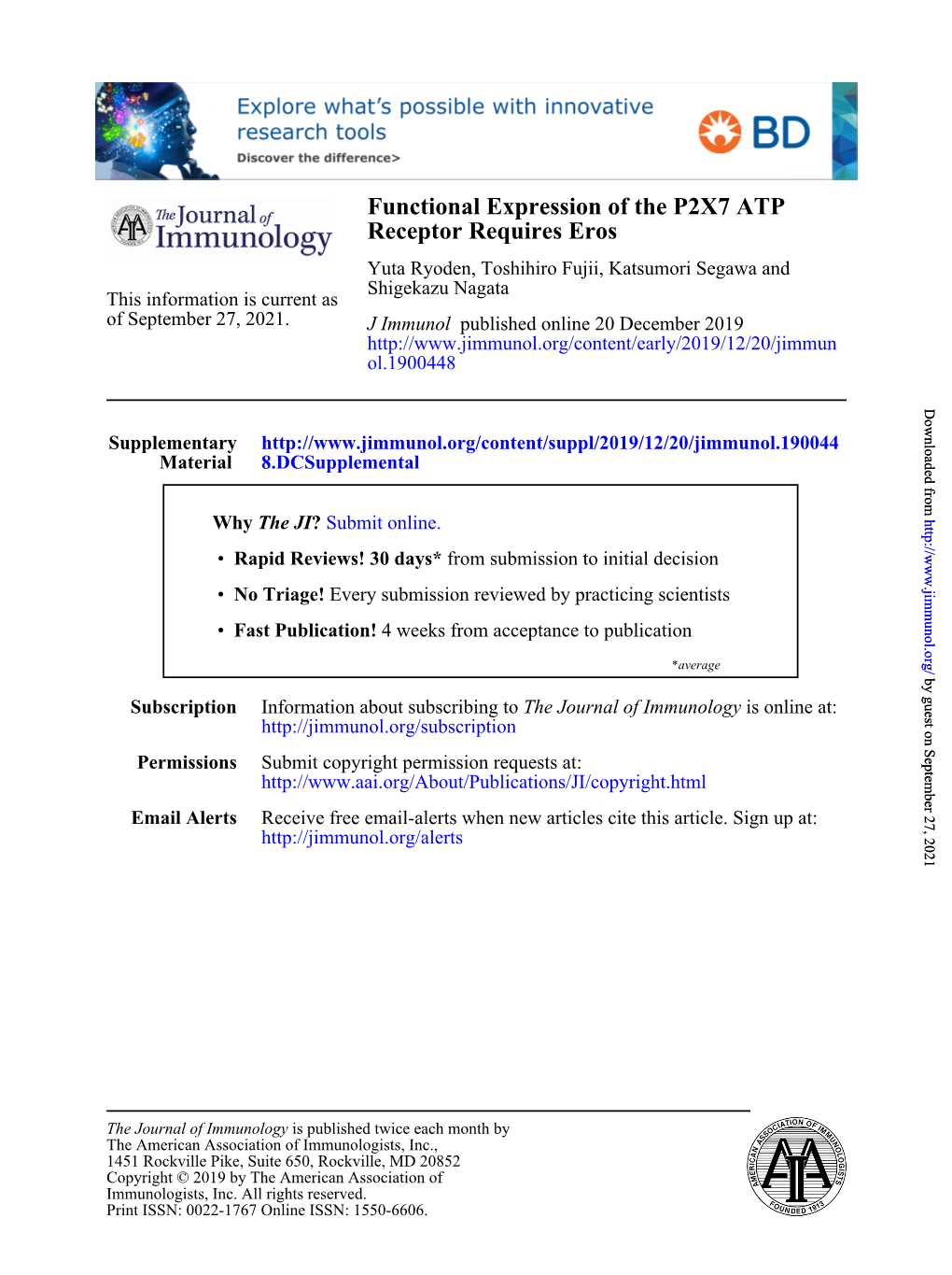 Functional Expression of the P2X7 ATP