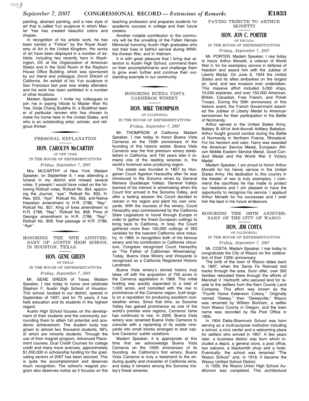 CONGRESSIONAL RECORD— Extensions of Remarks E1833 HON