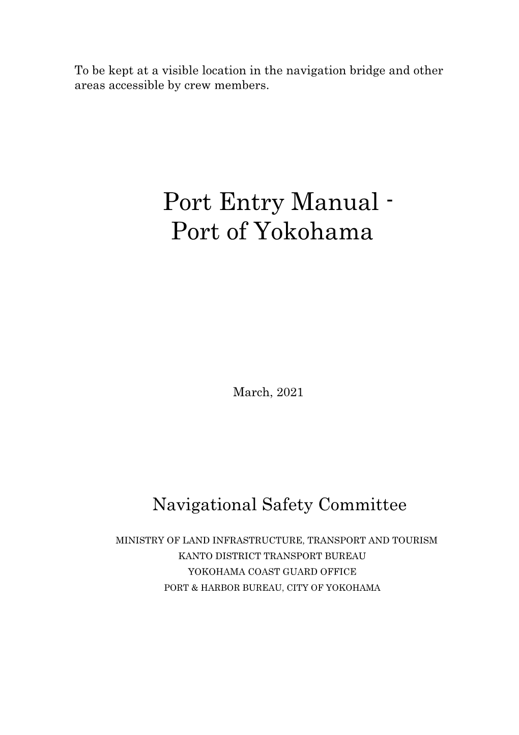 Port Entry Manual - Port of Yokohama