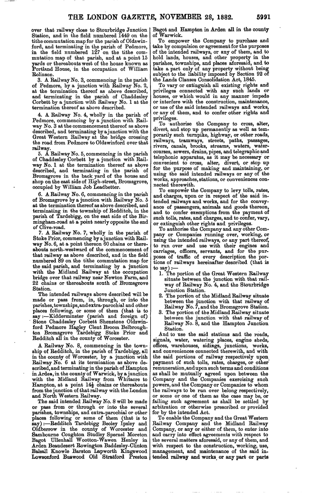 The London Gazette, November 28, 1882. 5991