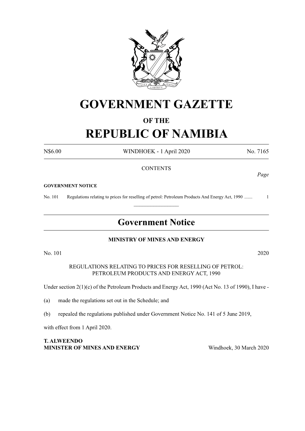 Government Gazette Republic of Namibia