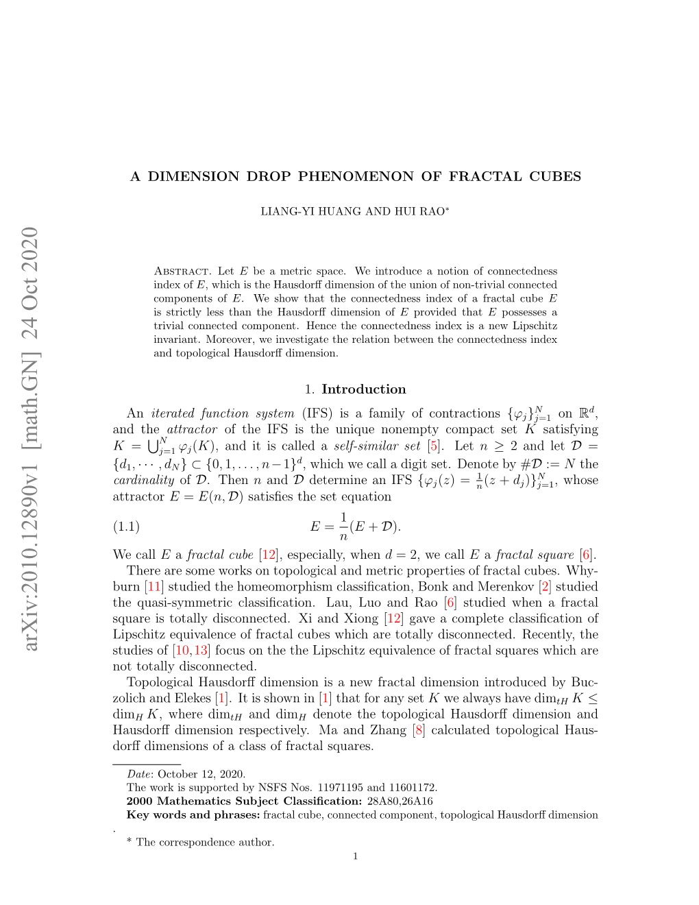 A Dimension Drop Phenomenon of Fractal Cubes