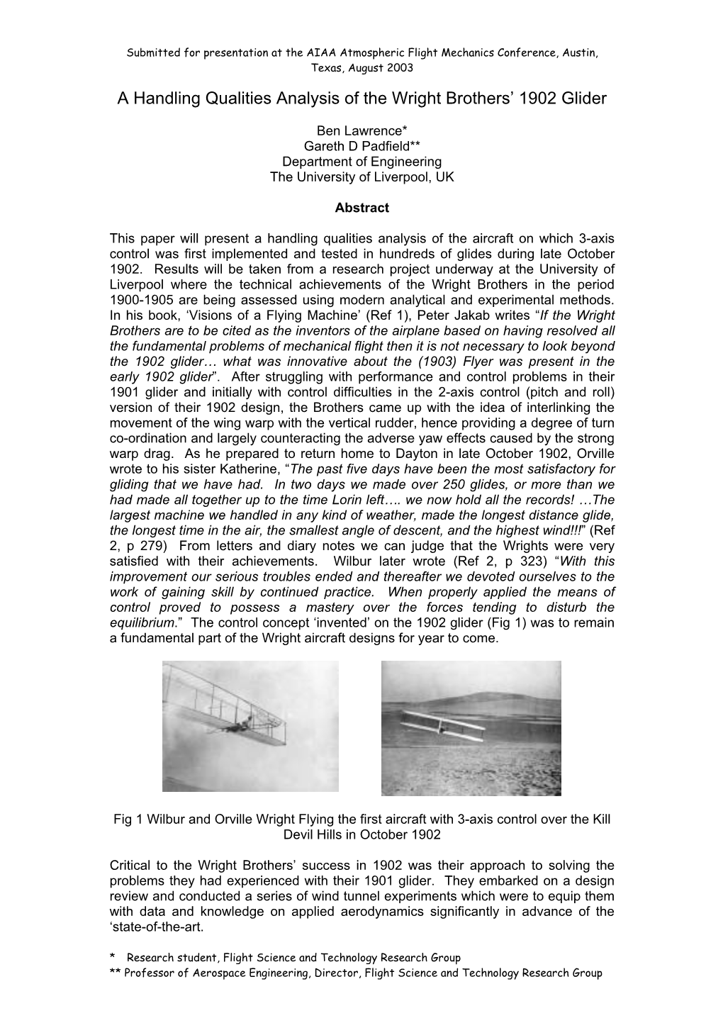 Handling Qualities Analysis of the 1902 Wright Glider