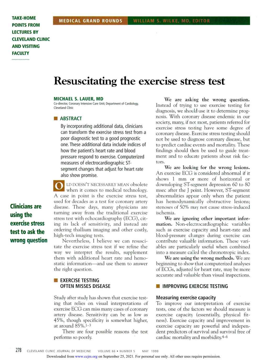 Resuscitating the Exercise Stress Test