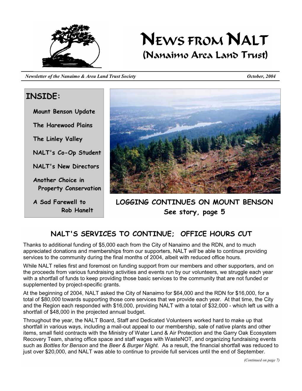 October 2004 Newsletter