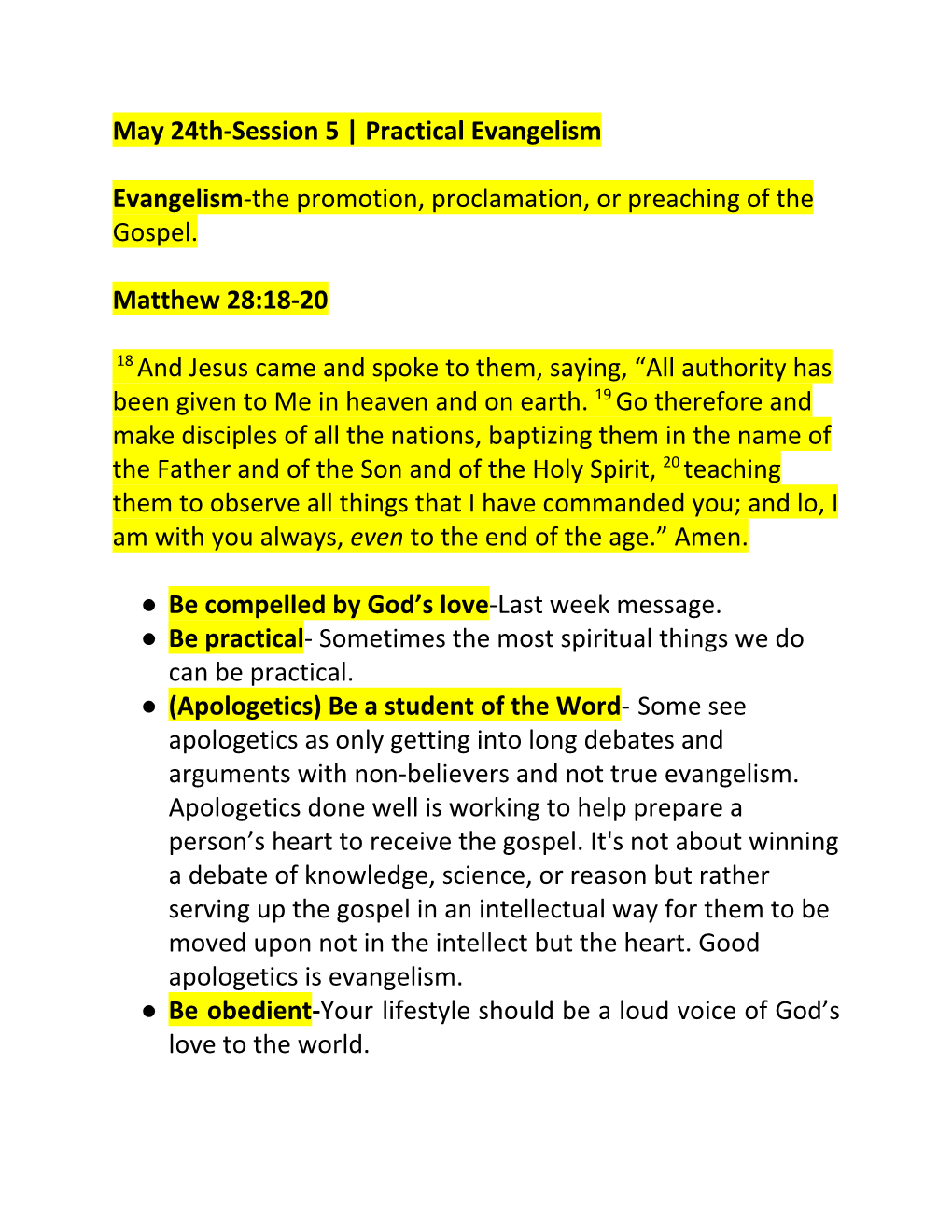 May 24Th-Session 5 | Practical Evangelism ​
