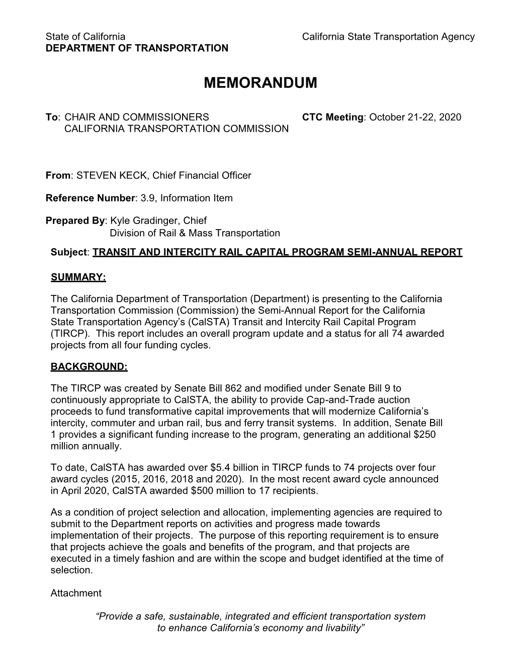 97 Transit and Intercity Rail Capital Program Semi-Annual