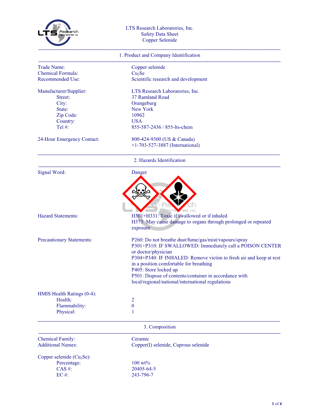 Material Safety Data Sheet