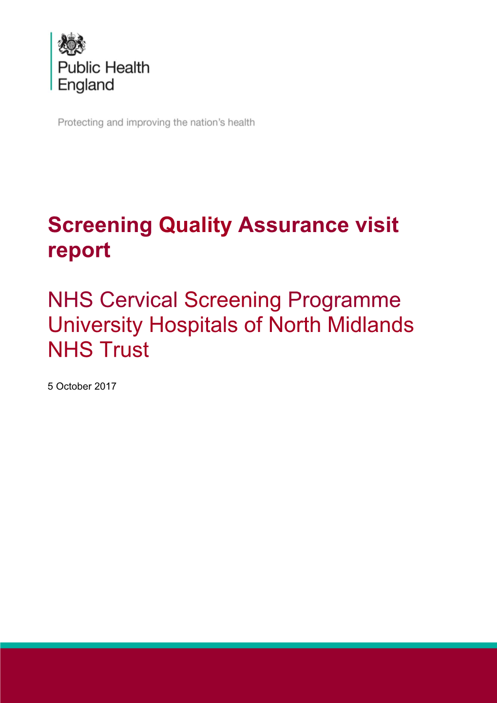 NHS Cervical Screening Programme, University Hospitals of North