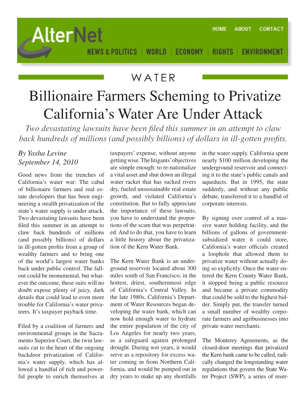 Billionaire Farmers Scheming to Privatize California's Water Are