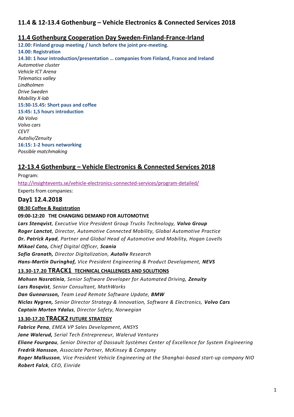 Vehicle Electronics & Connected Services 2018 11.4 Gothenburg