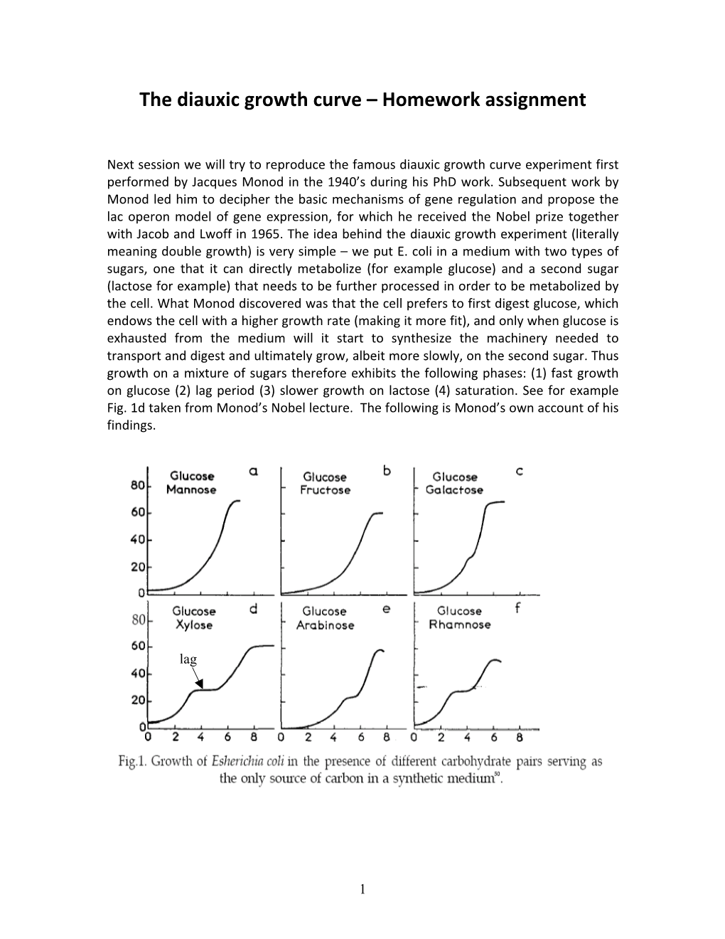 The Diauxic Growth Curve – Homework Assignment