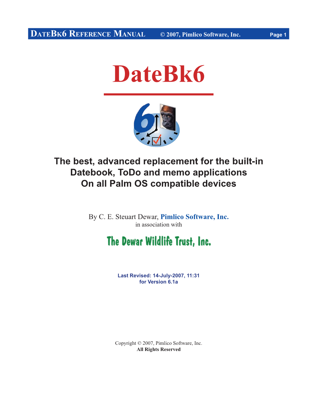 DATEBK6 REFERENCE MANUAL © 2007, Pimlico Software, Inc