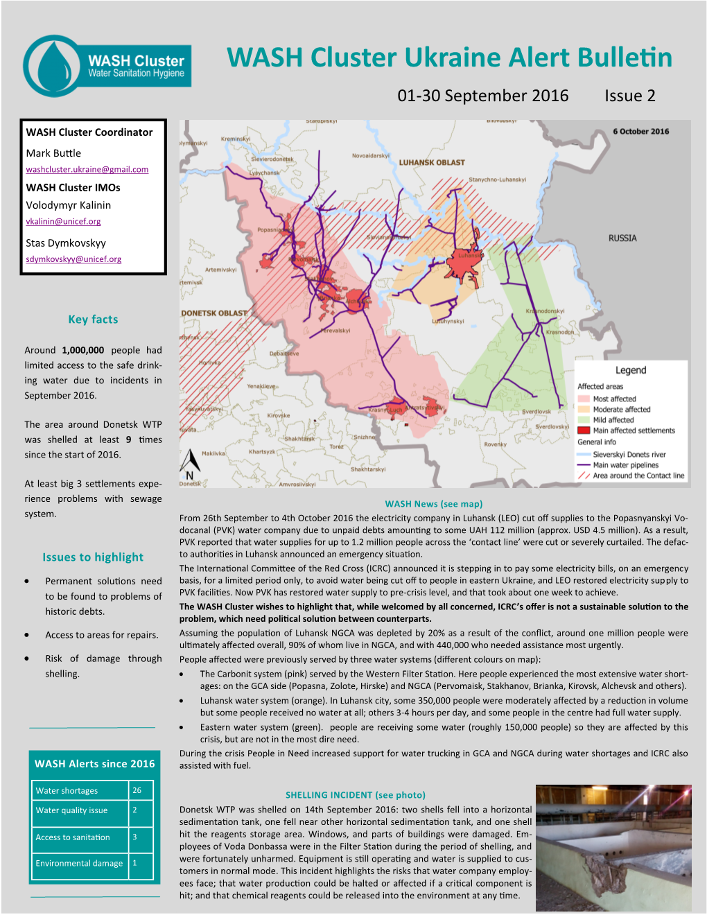 WASH Cluster Ukraine Alert Bulletin 01-30 September 2016 Issue 2