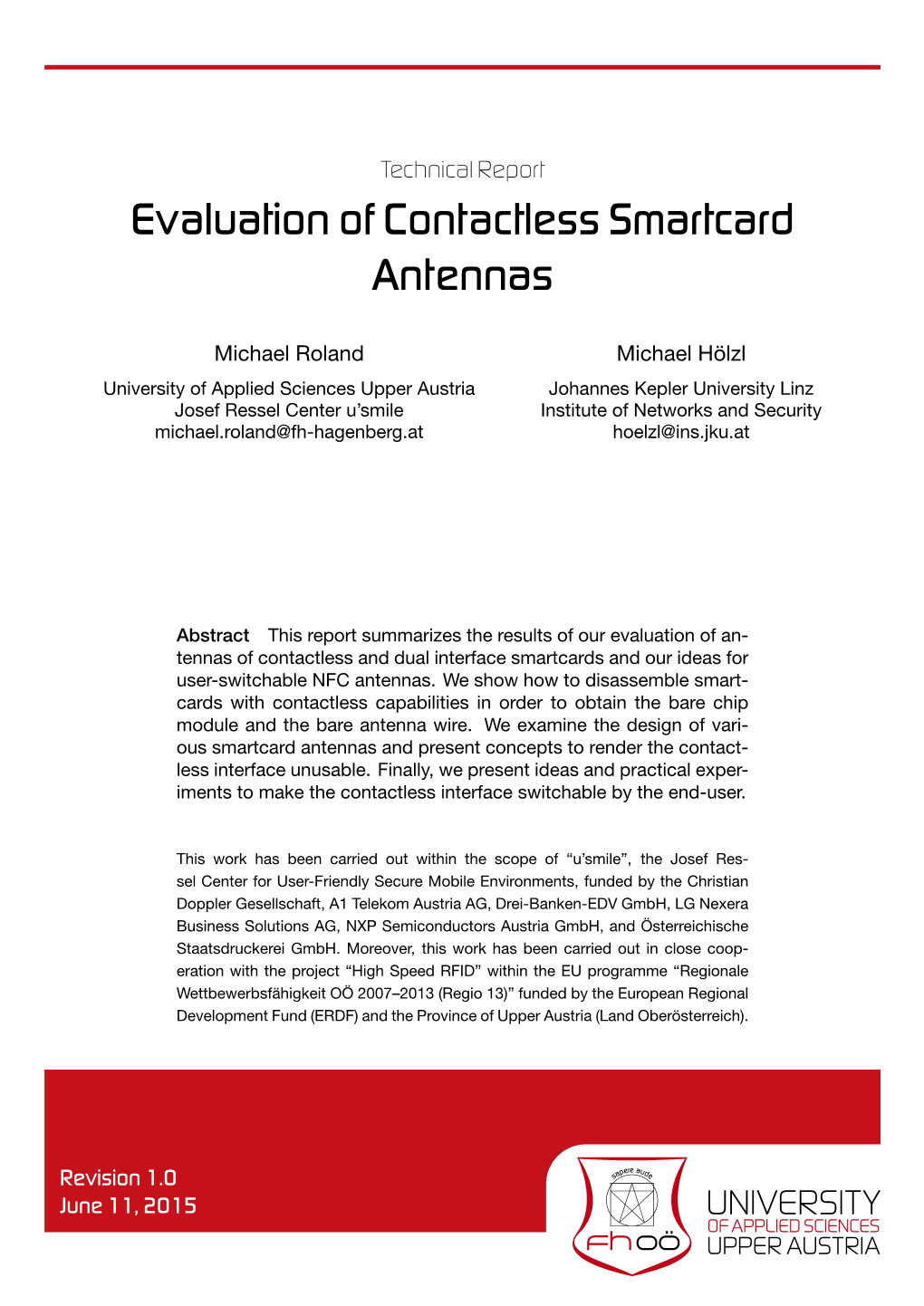 Technical Report: Evaluation of Contactless Smartcard Antennas