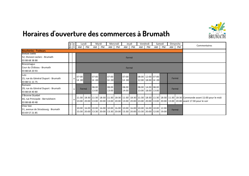 Horaires D'ouverture Des Commerces À Brumath