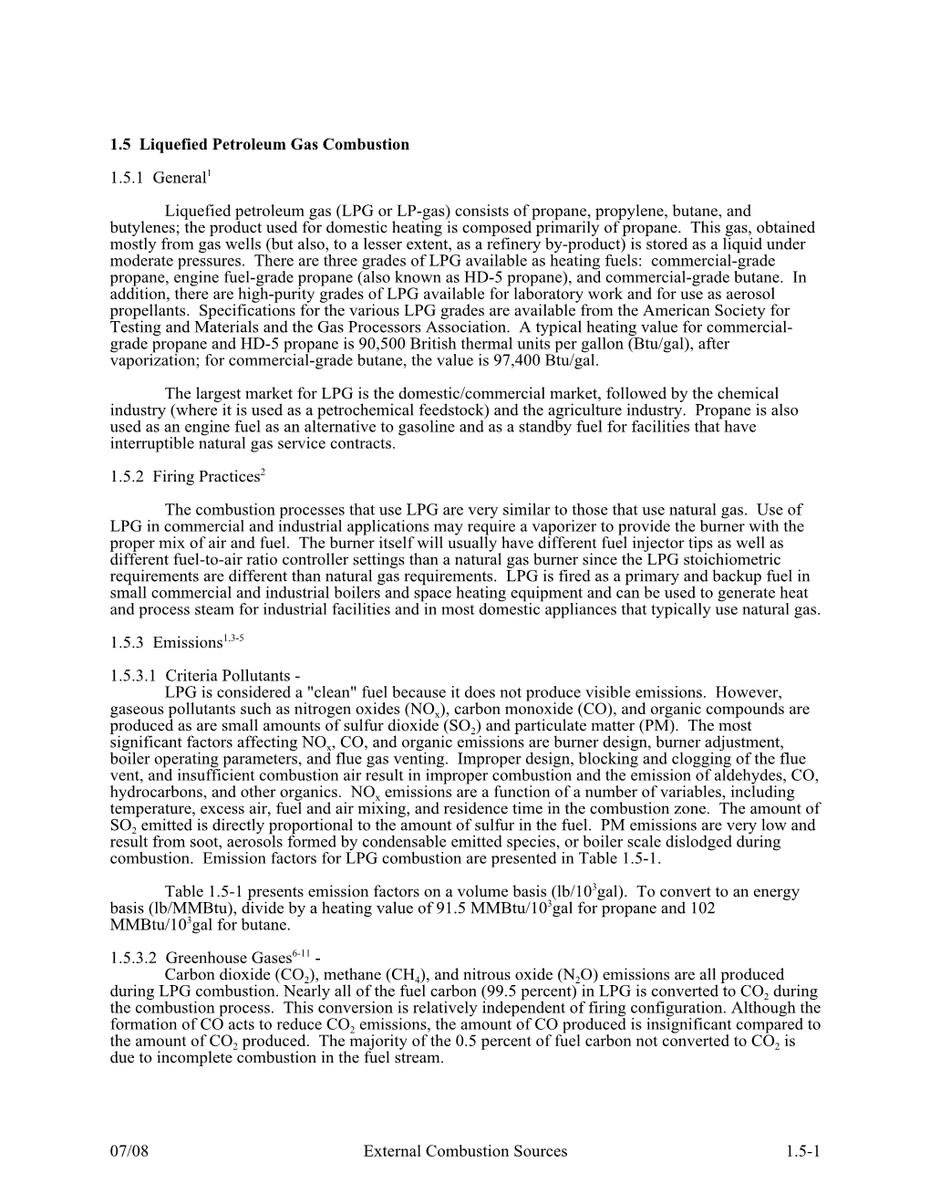 AP42 Section 1.5 Liquefied Petroleum Gas Combustion, Update July 2008