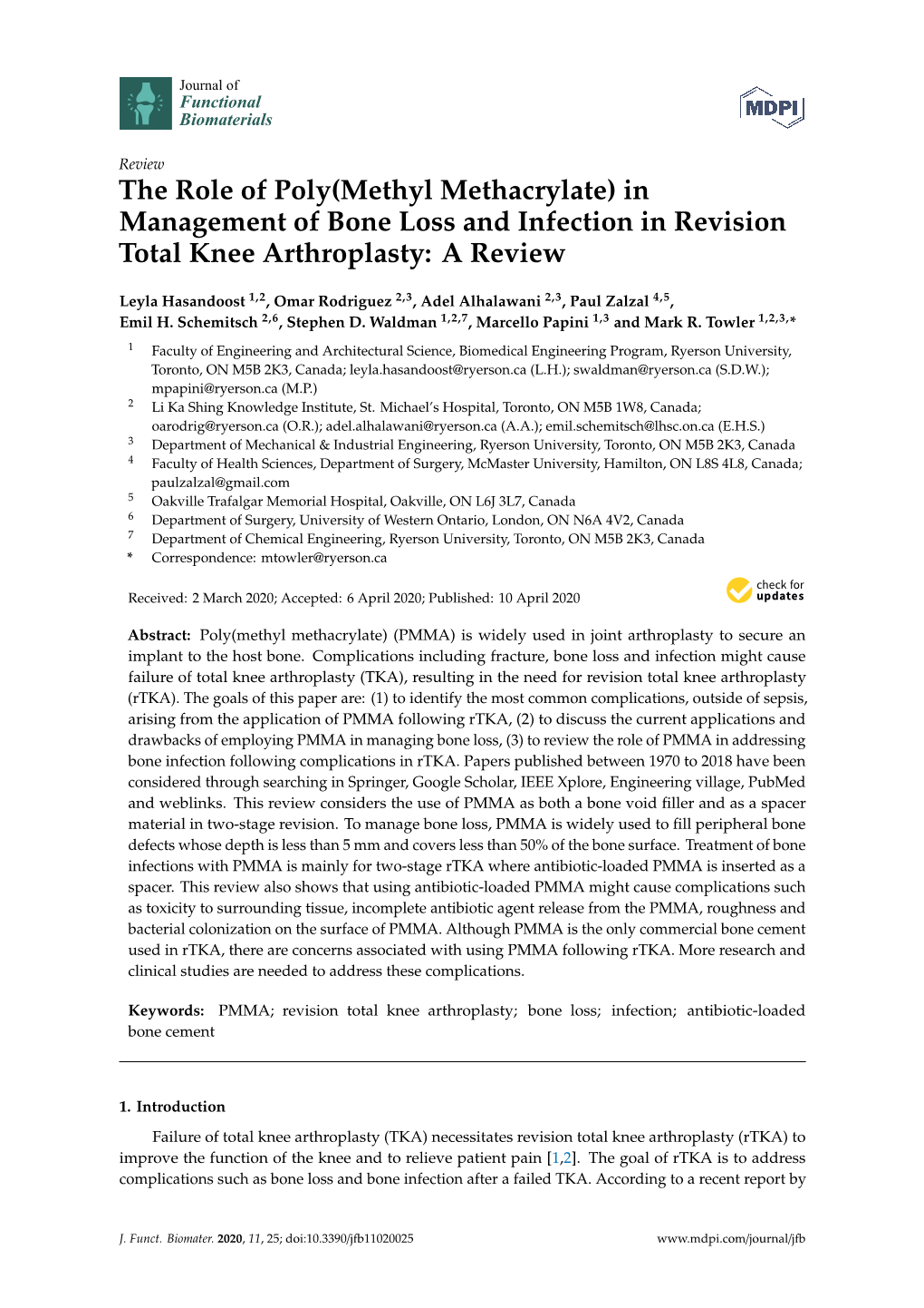 The Role of Poly(Methyl Methacrylate) in Management of Bone Loss and Infection in Revision Total Knee Arthroplasty: a Review