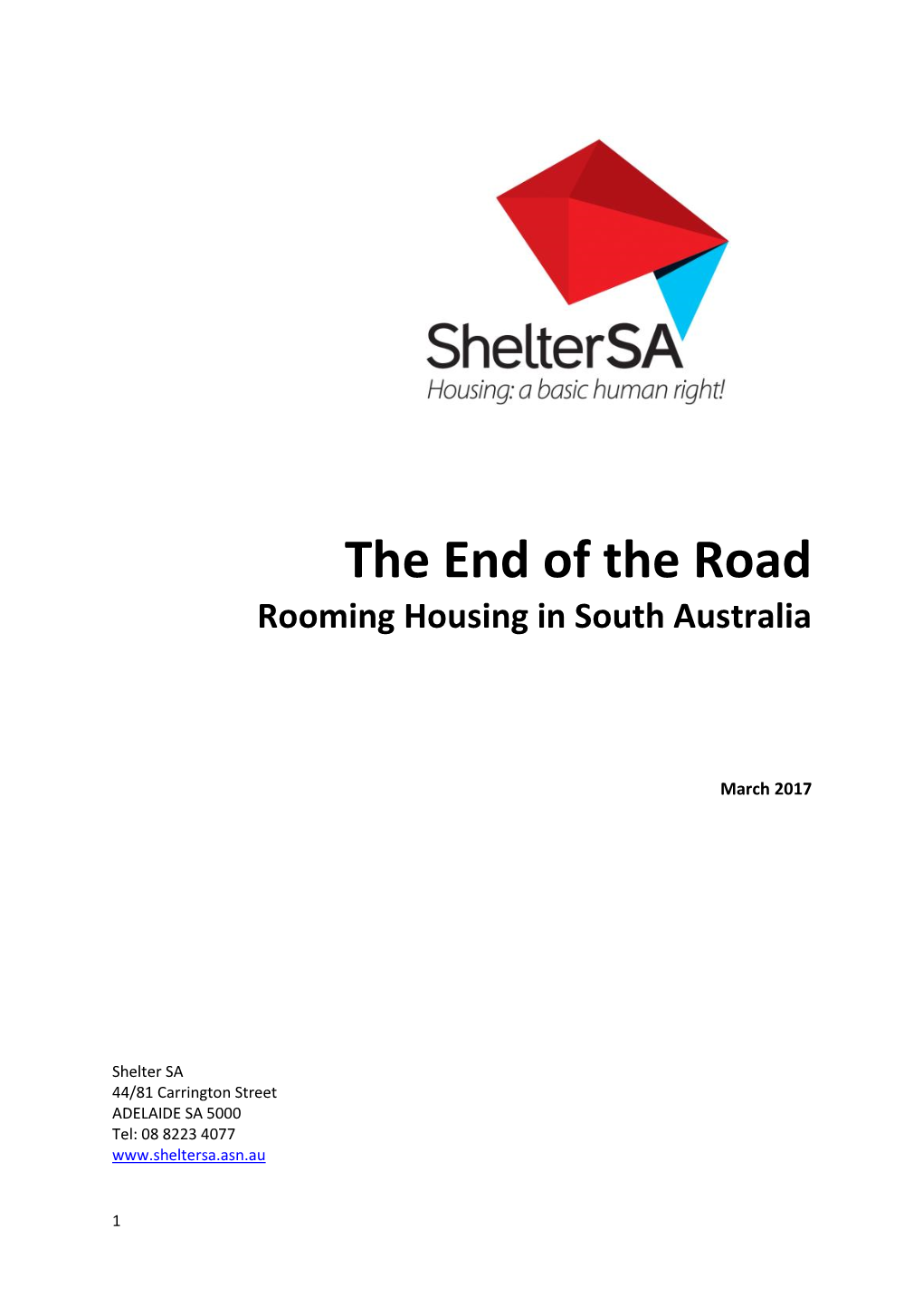 The End of the Road: Rooming Housing in South Australia