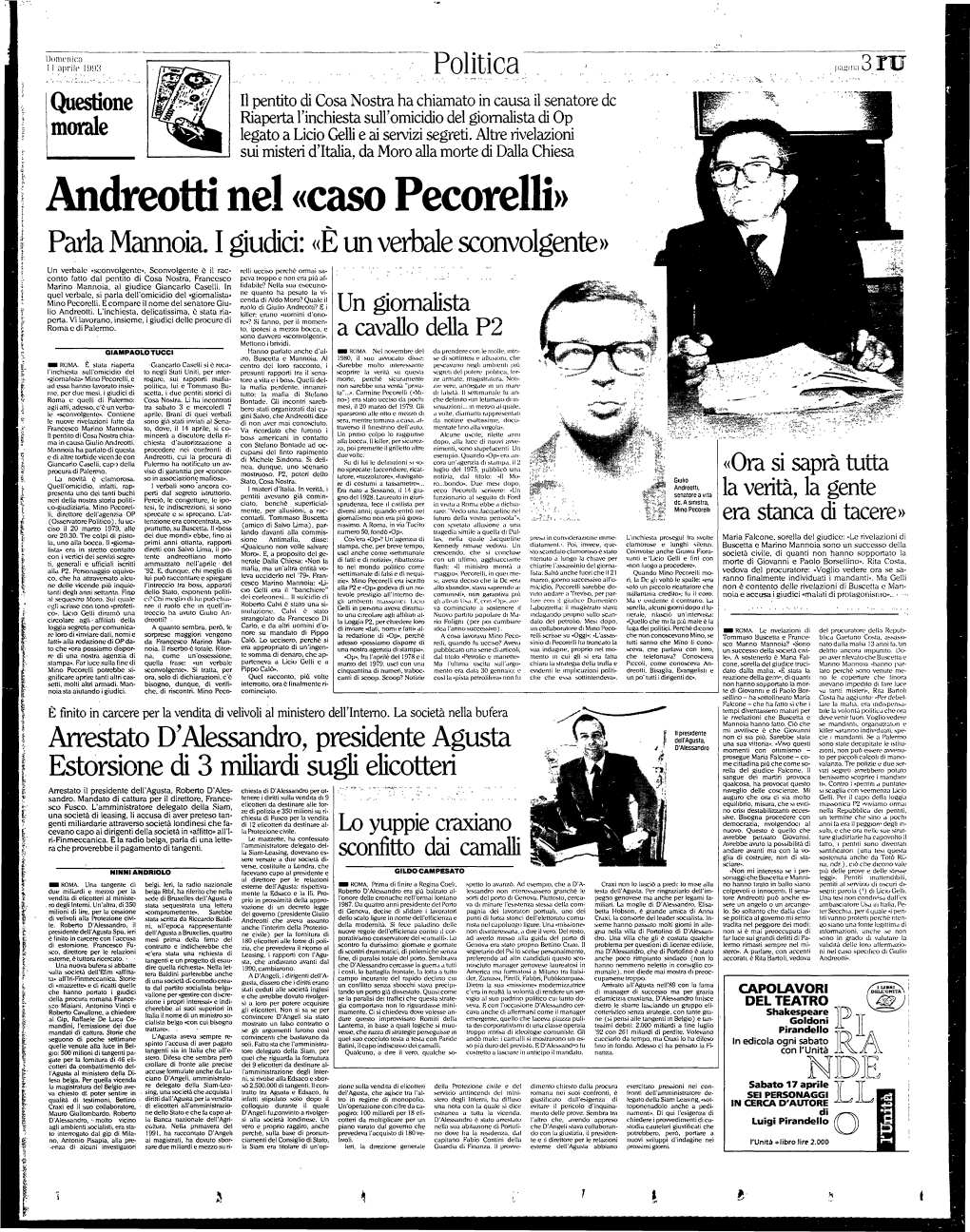 Andreotti Nel «Caso Pecorelli» Parla Mannaia