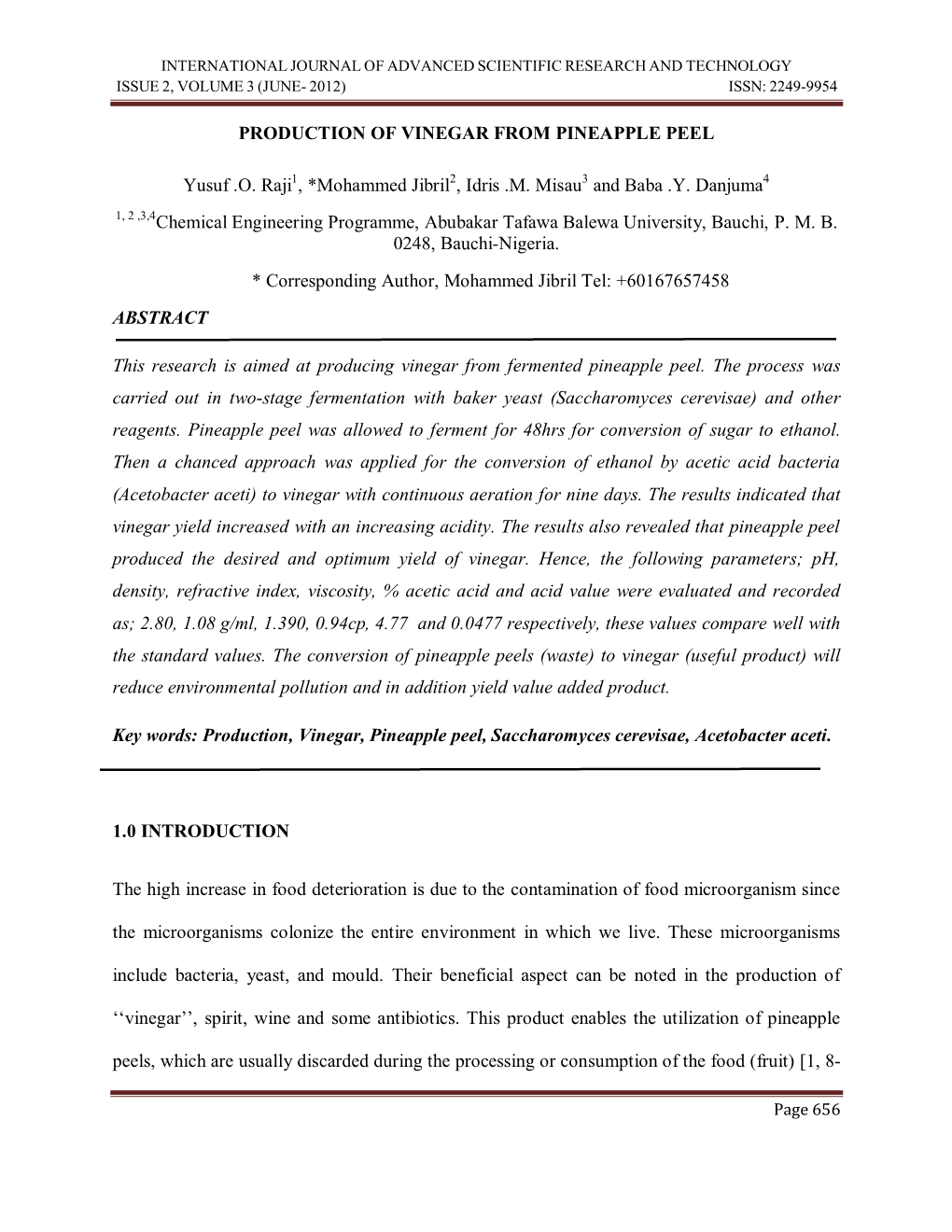 International Journal of Advanced Scientific Research and Technology Issue 2, Volume 3 (June- 2012) Issn: 2249-9954