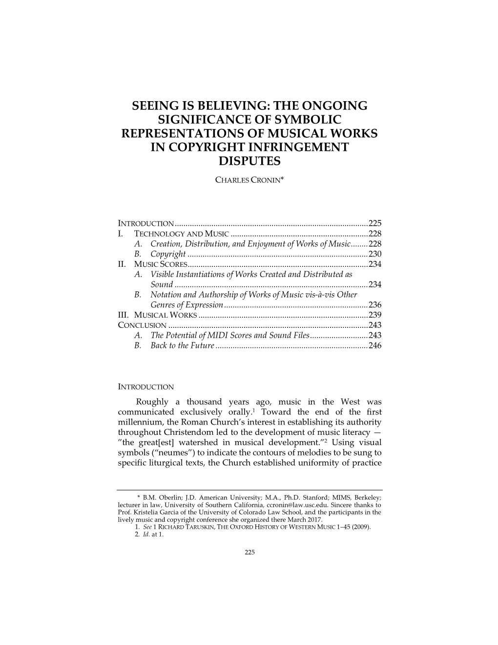 Seeing Is Believing: the Ongoing Significance of Symbolic Representations of Musical Works in Copyright Infringement Disputes