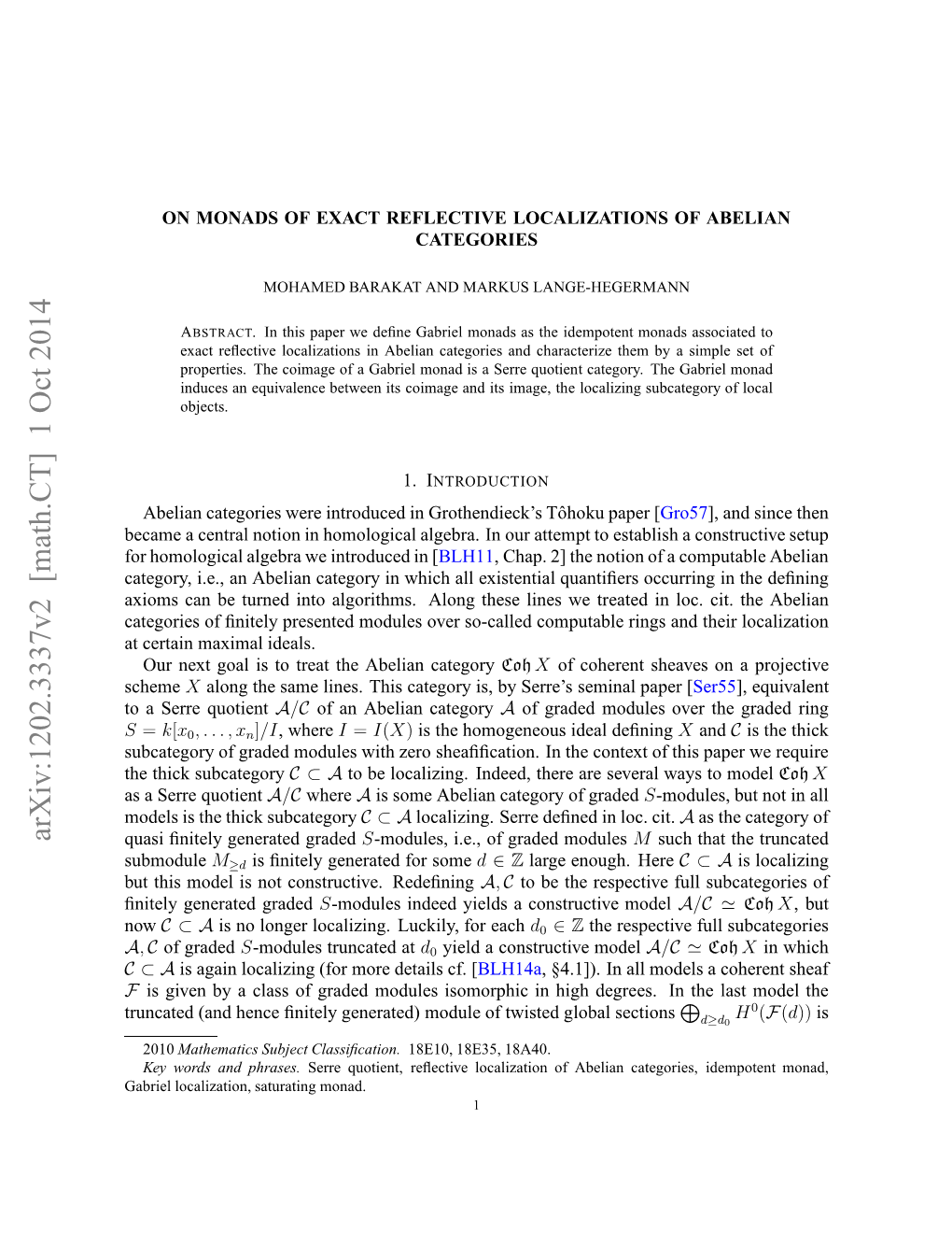 On Monads of Exact Reflective Localizations of Abelian Categories