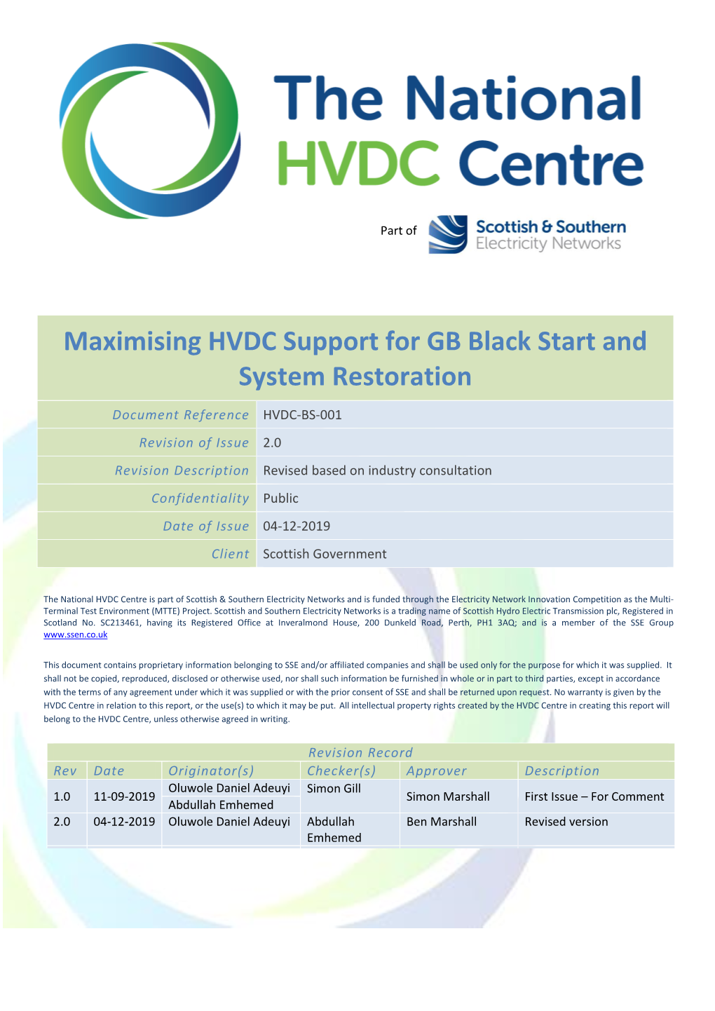 Maximising HVDC Support for GB Black Start and System Restoration