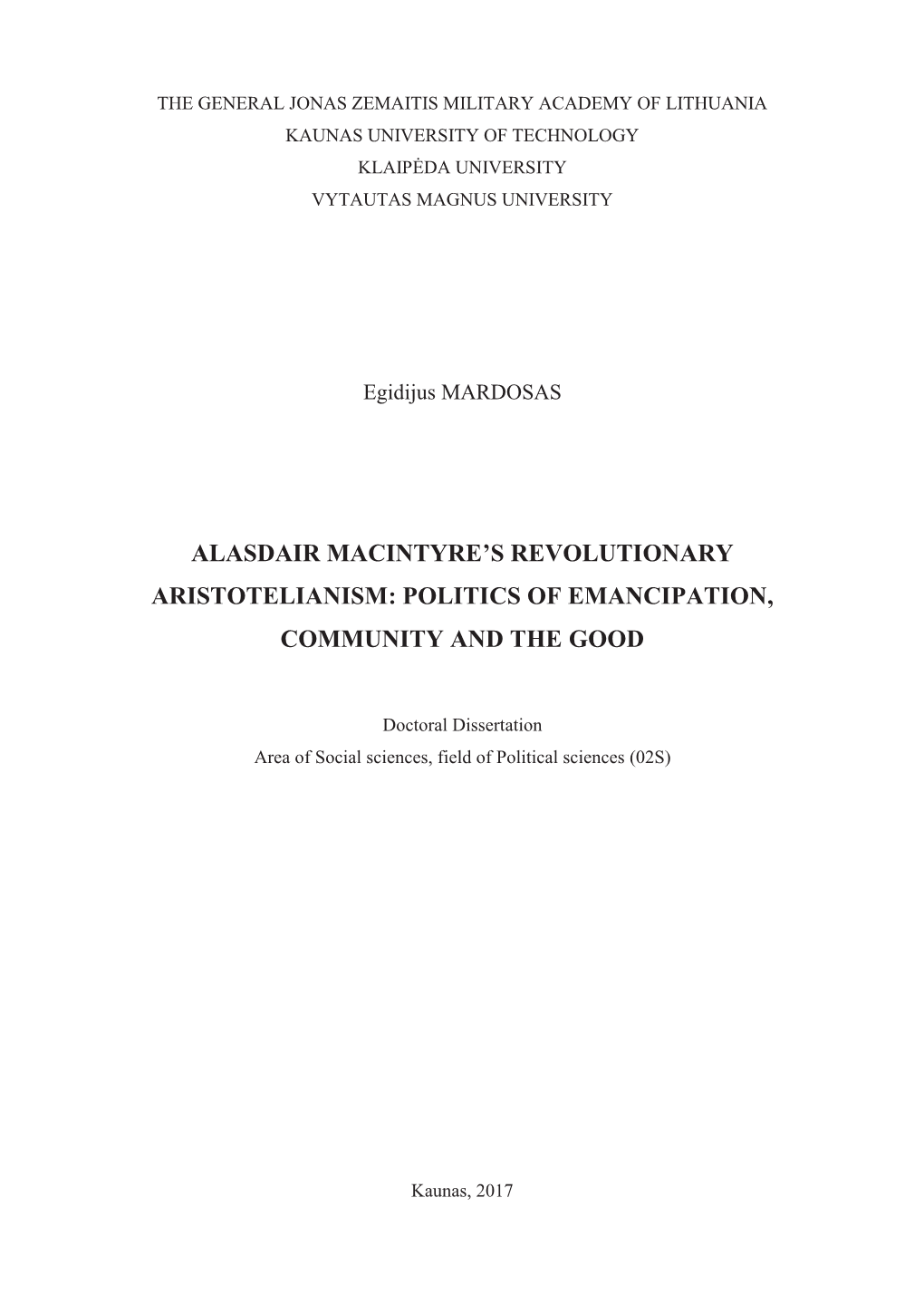 Alasdair Macintyre's Revolutionary