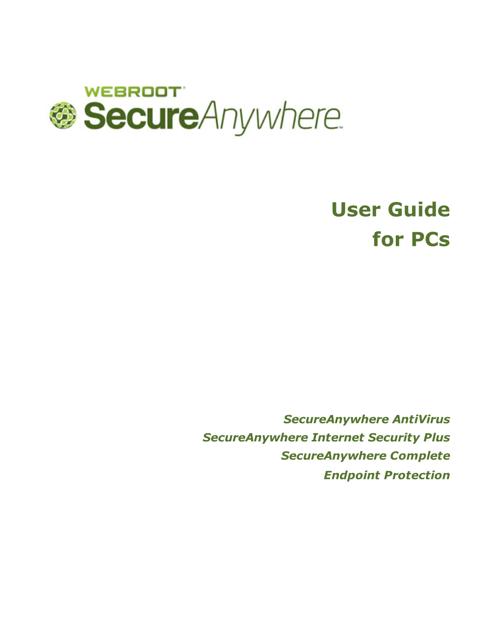 Secureanywhere for Pcs User Guide