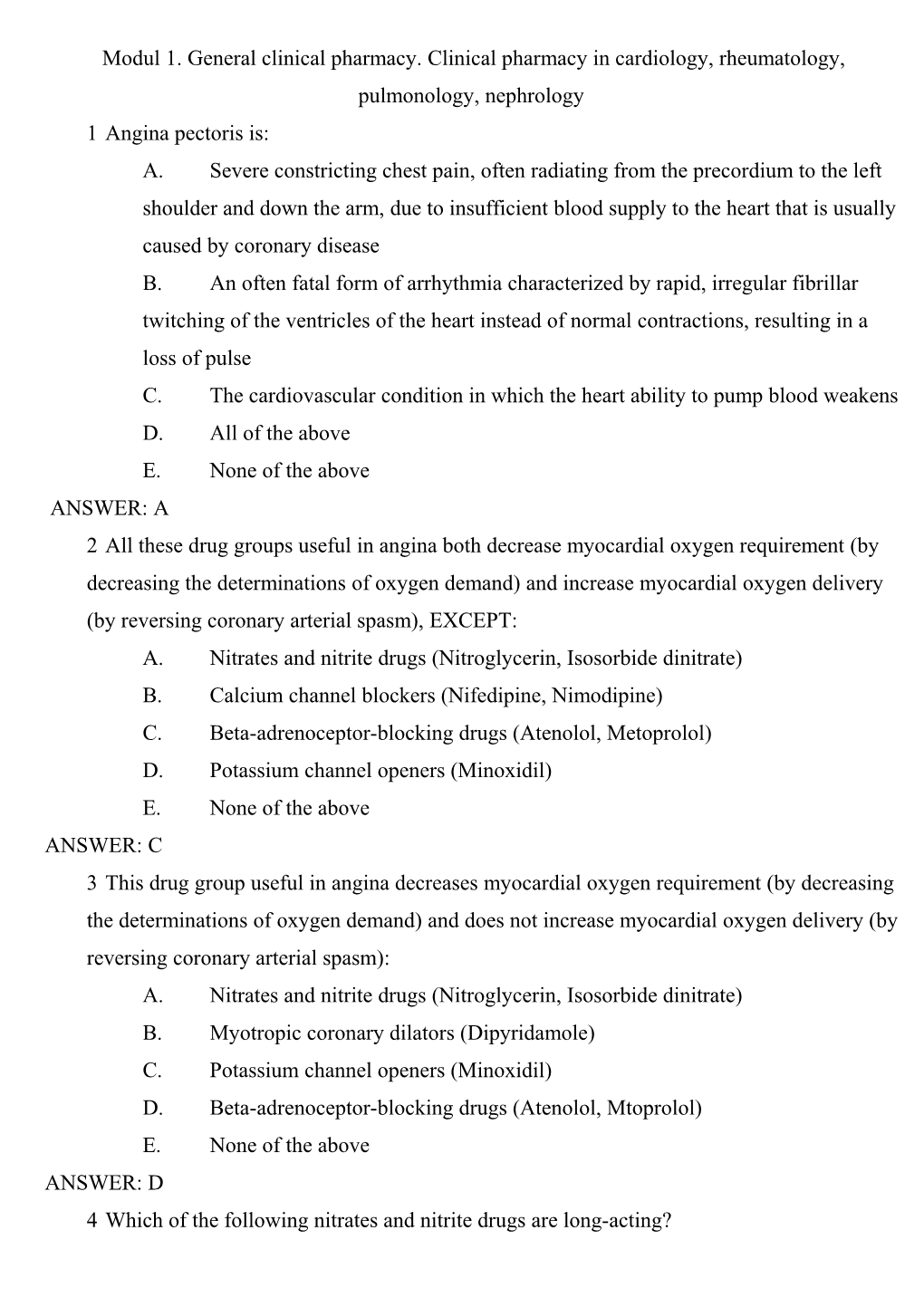 PART VII Drugs for Angina Pectoris Treatment