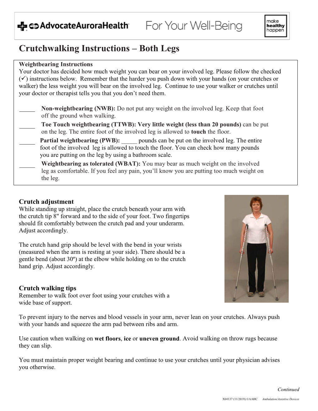 Crutchwalking Instructions – Both Legs