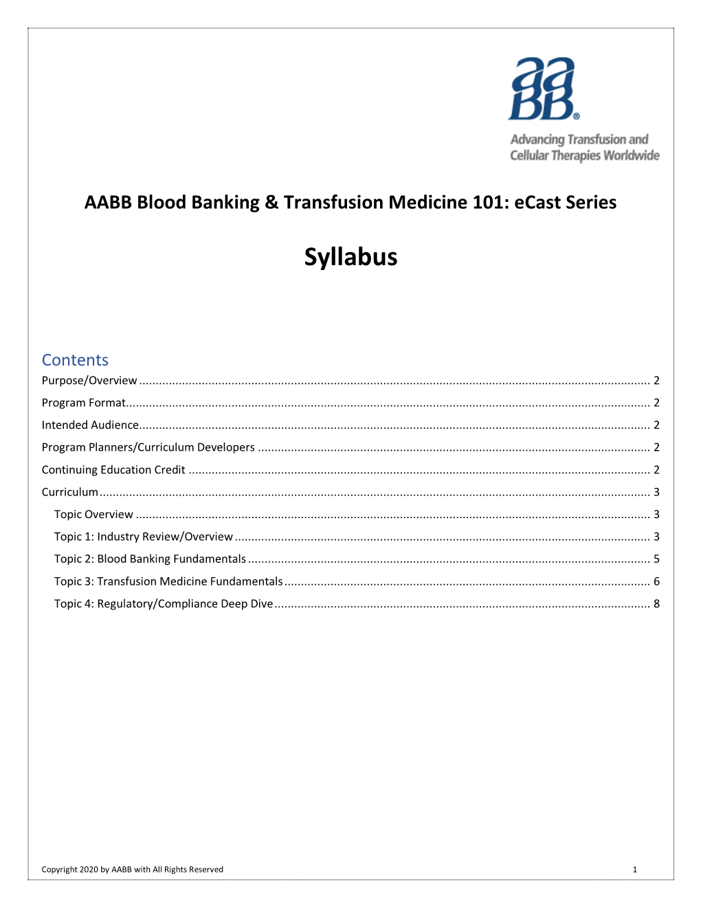 AABB Blood Banking & Transfusion Medicine 101: Ecast Series